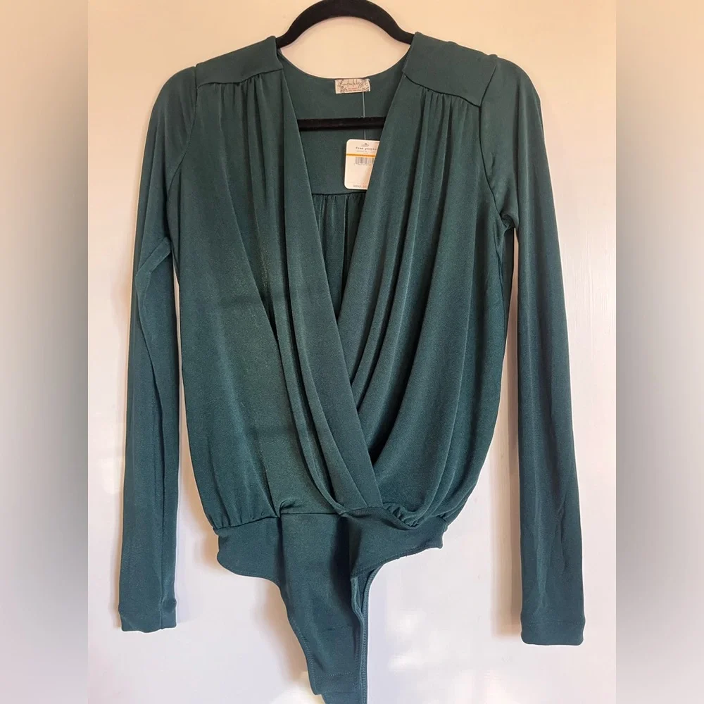 Free People Deep Green Wrap Bodysuit - Picture 4 of 6